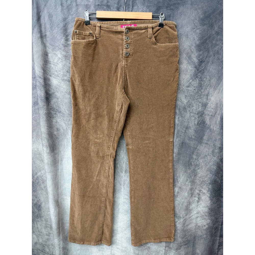 Zana-Di Womens Tan Brown Corduroy Pants Straight Leg Button Fly Size 16 Vintage
